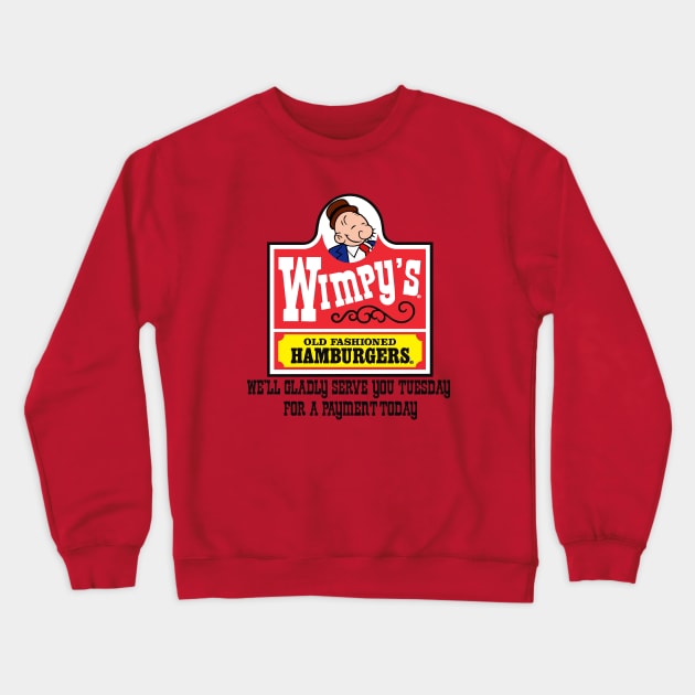 Wimpy's Old Fashioned Burgers Crewneck Sweatshirt by Alema Art